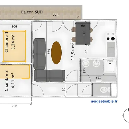 Apartment Centre - 3 Pieces *